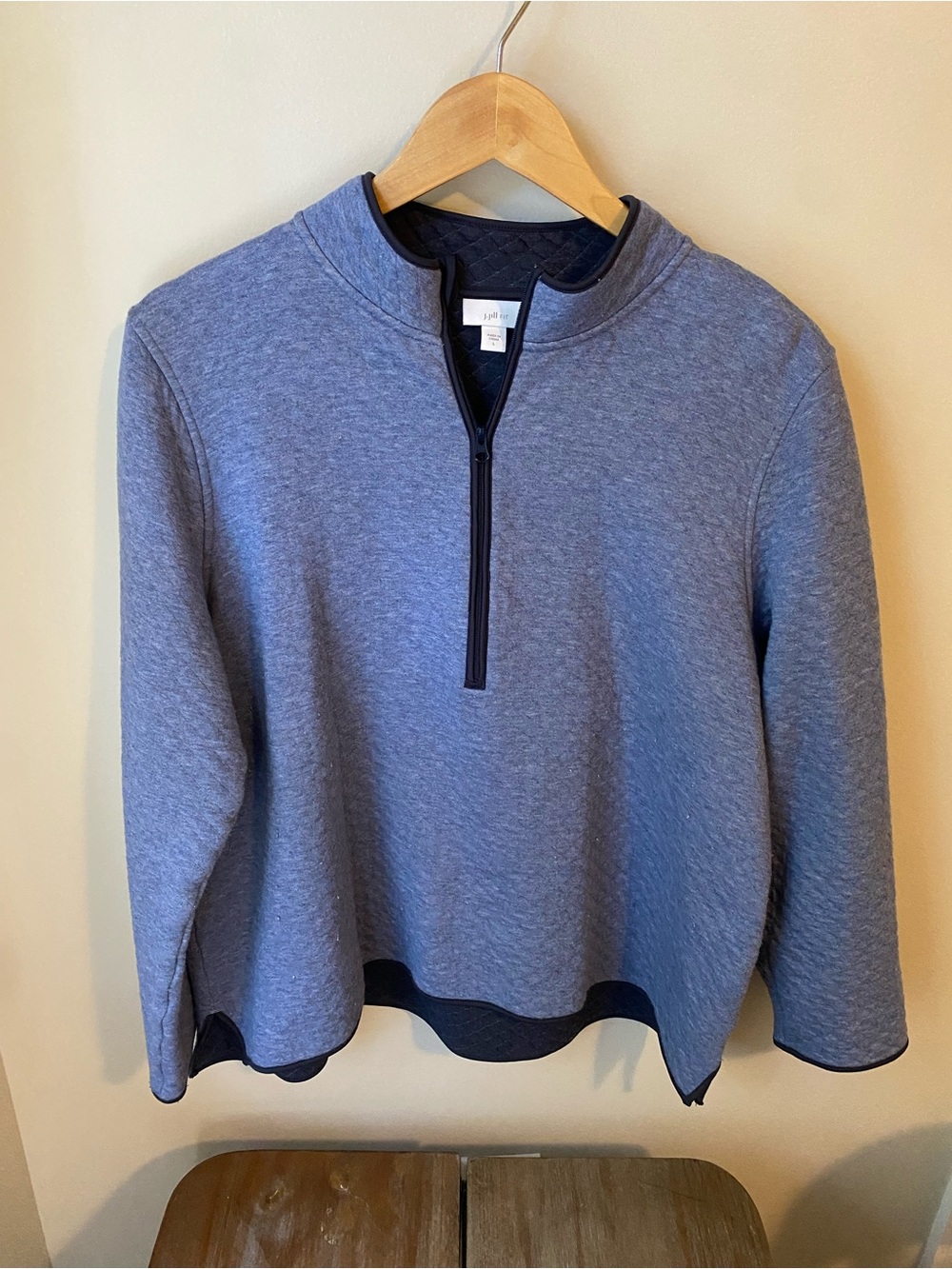 J. Jill Light Weight Quilted Quarter-Zip Pullover Sweatshirt